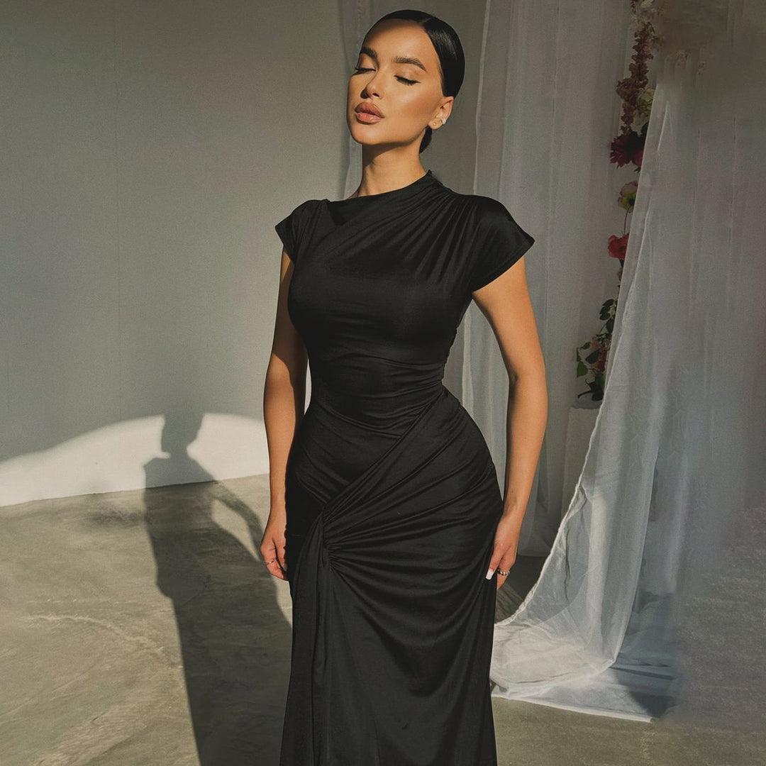 Damen Elegantes Maxikleid mit Drapierung und asymmetrischem Saum Drune