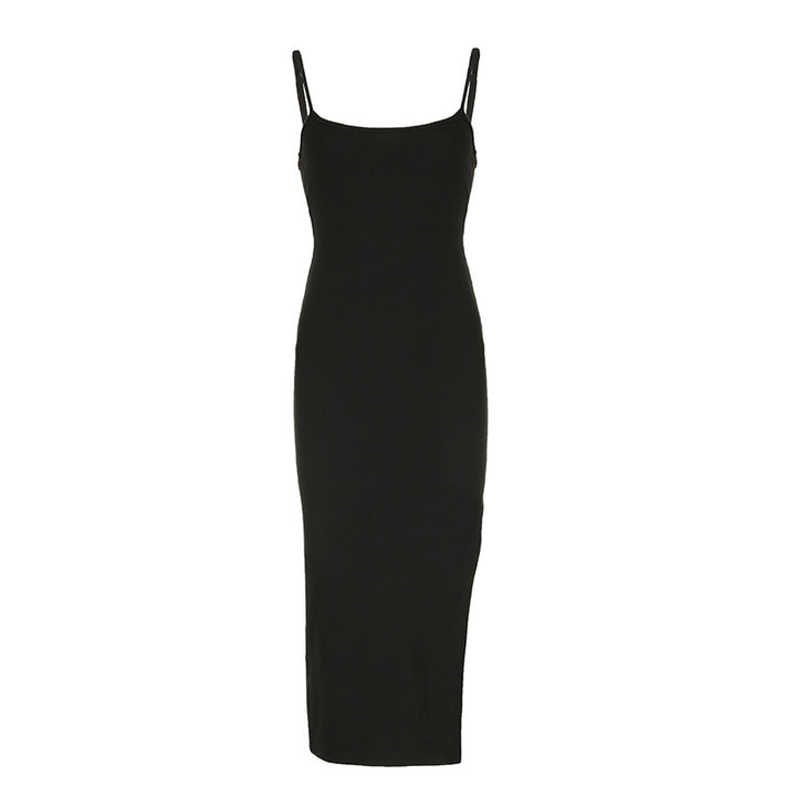Damen Midikleid mit verstellbaren Spaghettiträgern und figurbetontem Schnitt Drune