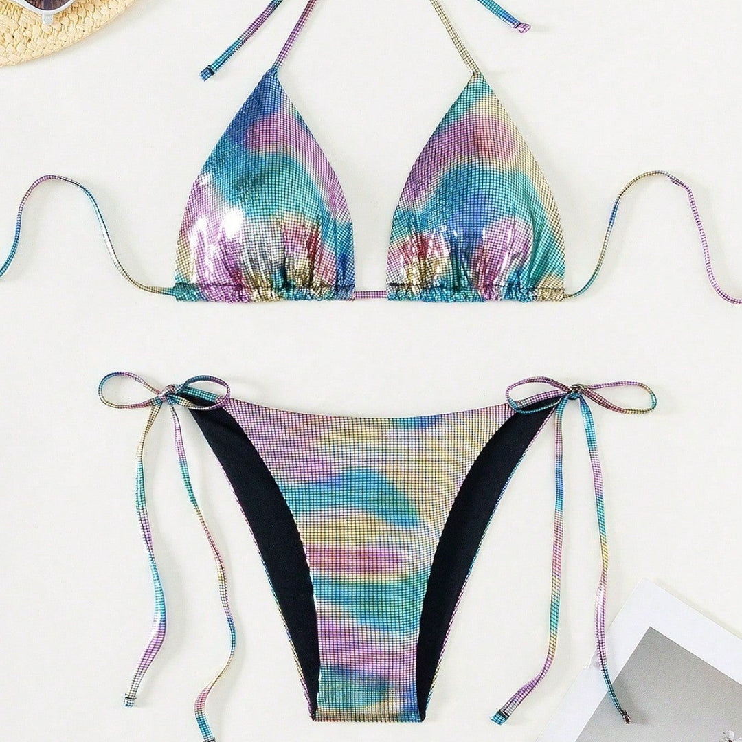 Damen Funktionsfähiger Triangel-Bikini mit stylischem Farbverlauf Drune