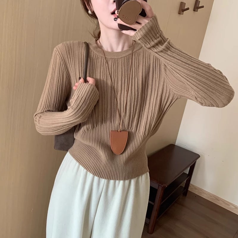 Damen Strickpullover mit eleganter Rippstruktur und taillierter Silhouette Drune