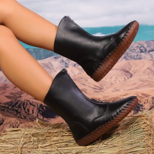 Damen nan knöchelhohe Stretch-Stiefelette mit handgenähter Mokassinnaht und profilierter Leichtlaufsohle Drune