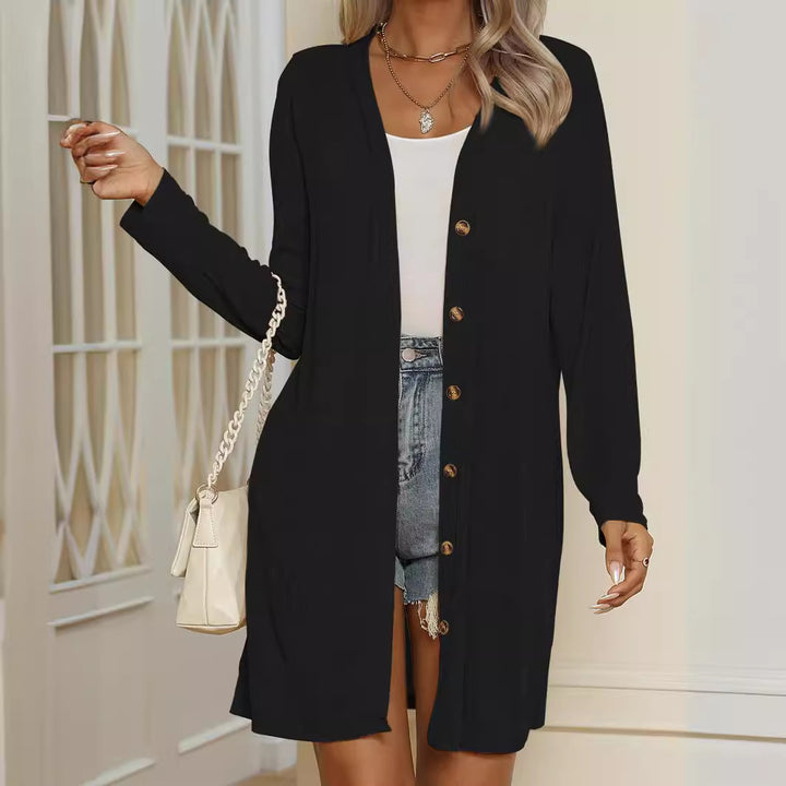 Damen Langarm-Cardigan mit Knopfdetails und strukturiertem Design Drune