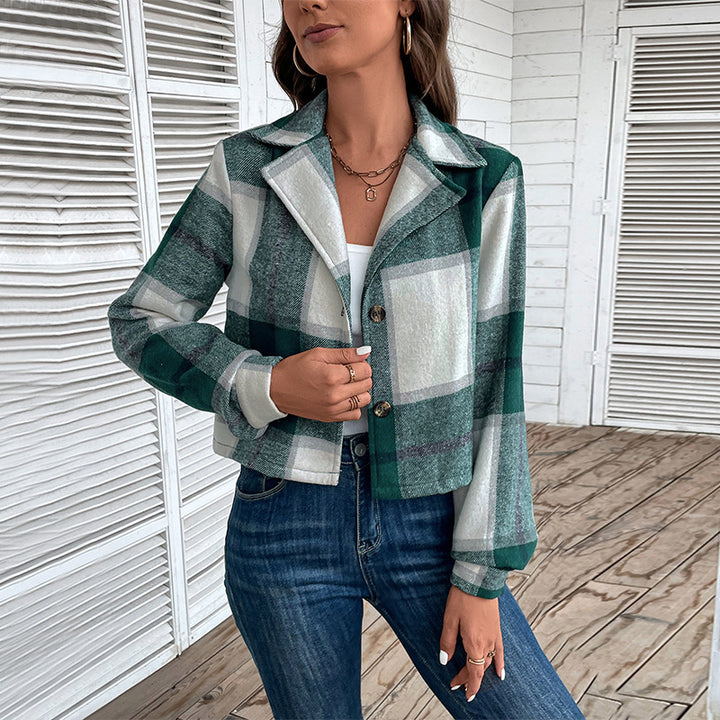 Damen Modische Karierte Jacke Drune