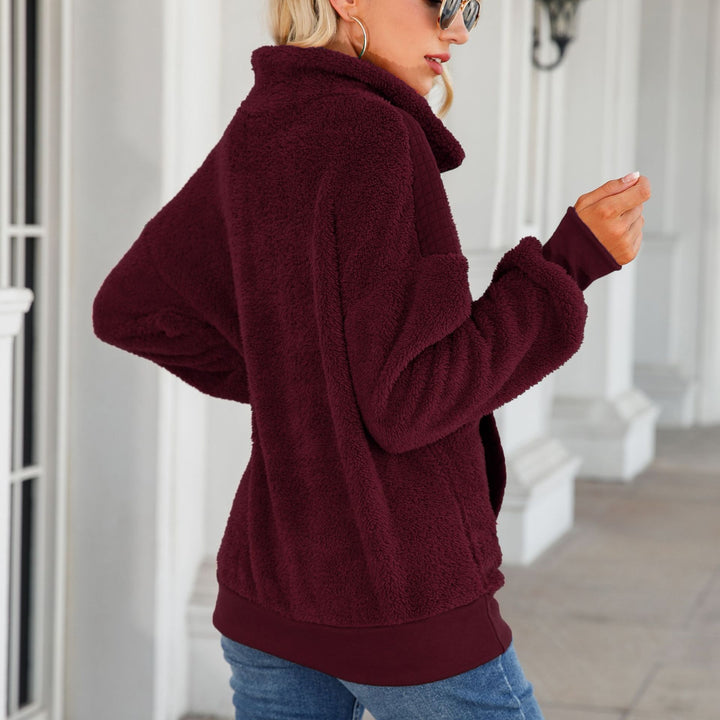 Damen Kuscheliger Zip-Pullover mit strukturiertem Fleece und bequemen Taschen Drune