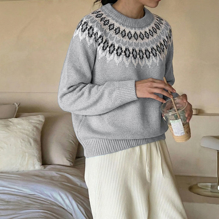Damen Gemusterter Strickpullover Drune