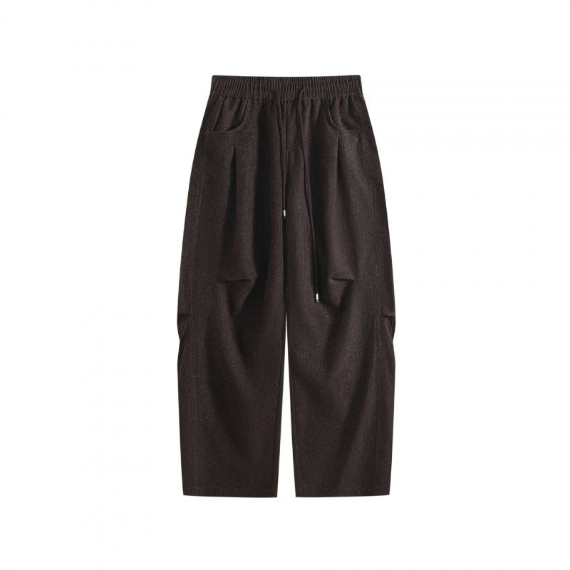 Damen Weite High‑Waist-Hose mit Tunnelzug und großen aufgesetzten Taschen Drune