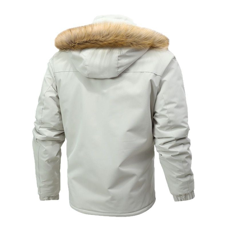 Herren Thermo-Parka im Expeditionstil mit abnehmbarer Kunstfellkapuze und Multifunktions-Taschen Drune