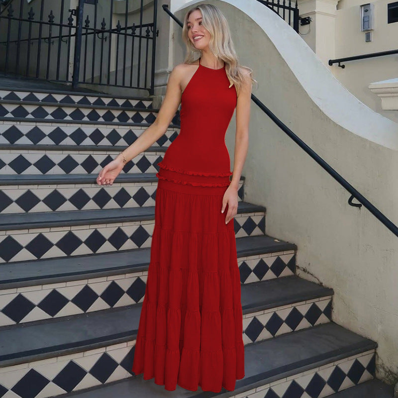 Damen Maxi-Kleid mit feinen Rüschendetails Drune