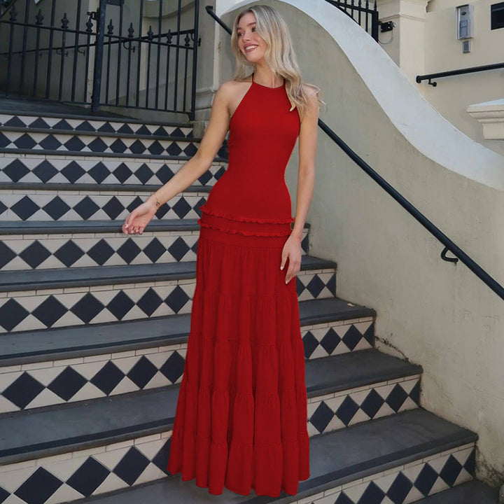 Damen Maxi-Kleid mit feinen Rüschendetails Drune