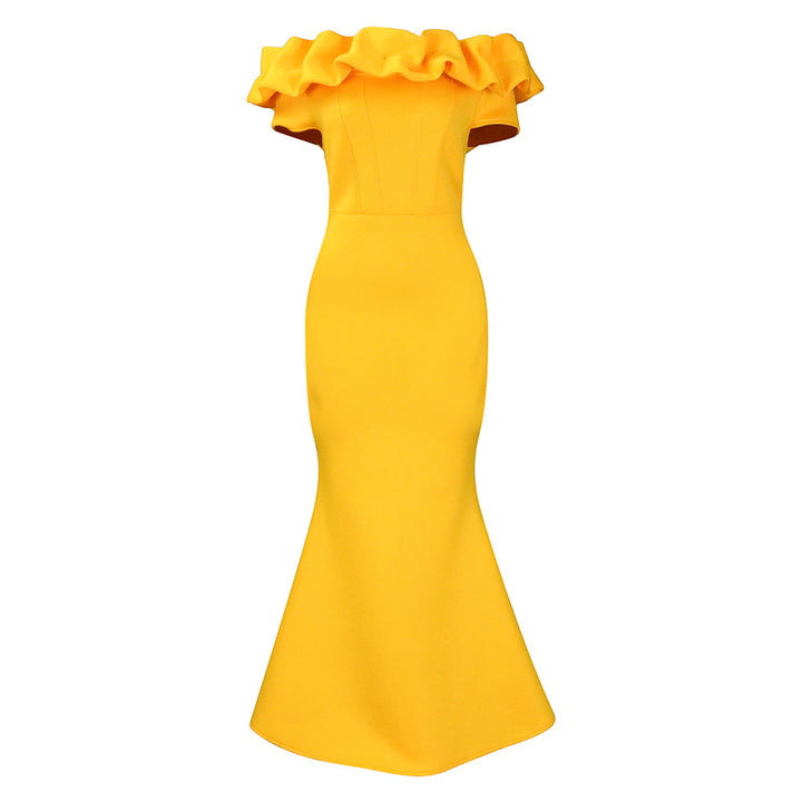 Damen Elegantes Wickelkleid mit voluminösem Kragen Drune