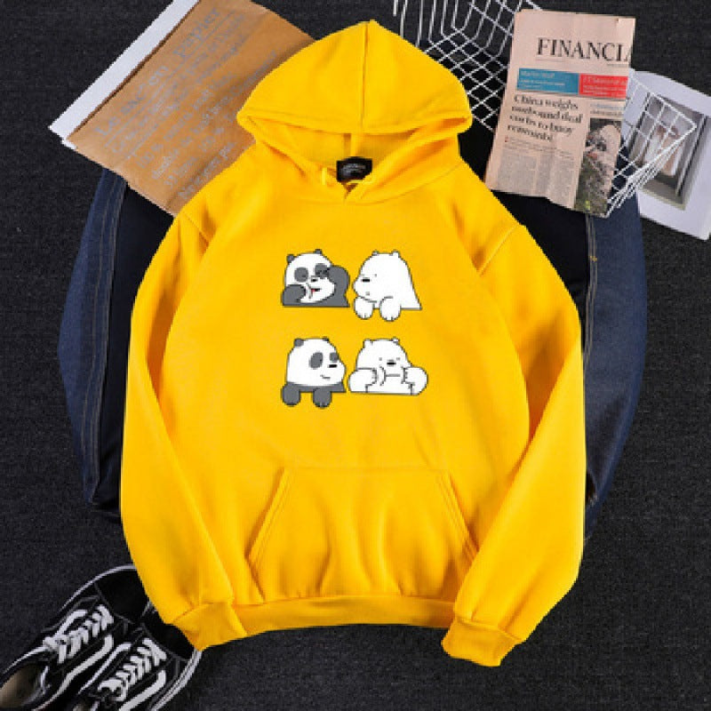 Unisex nan Kapuzenpullover mit niedlichem Comic-Tierprint, Kängurutasche und weichem Fleece-Innenfutter Drune