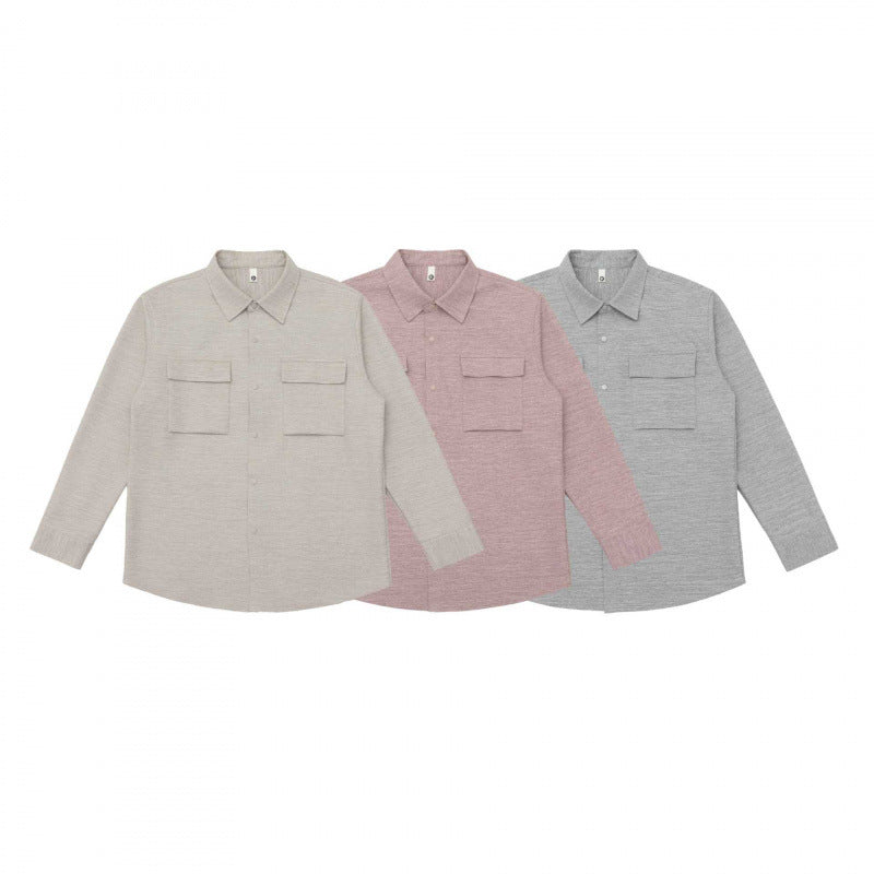 Unisex Overshirt aus strukturierter Strickmischung mit aufgesetzten Klappentaschen Drune