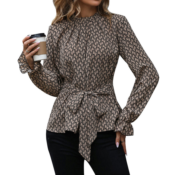 Damen Elegante Bluse mit Taillengürtel Drune