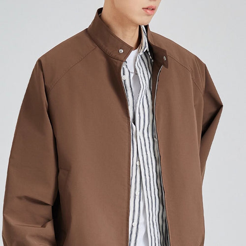 Herren leichte oversized Bomberjacke mit Stehkragen und elastischen Bündchen Drune