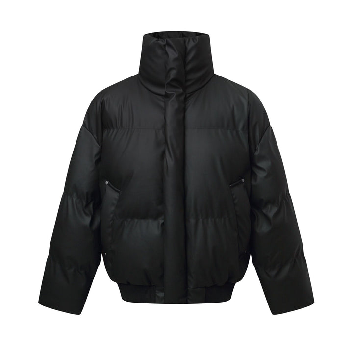 Damen Kurz geschnittener Stepp-Winterparka mit hohem Stehkragen und geripptem Saum Drune