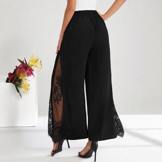 Damen Weite Spitze Palazzo-Hosen Drune