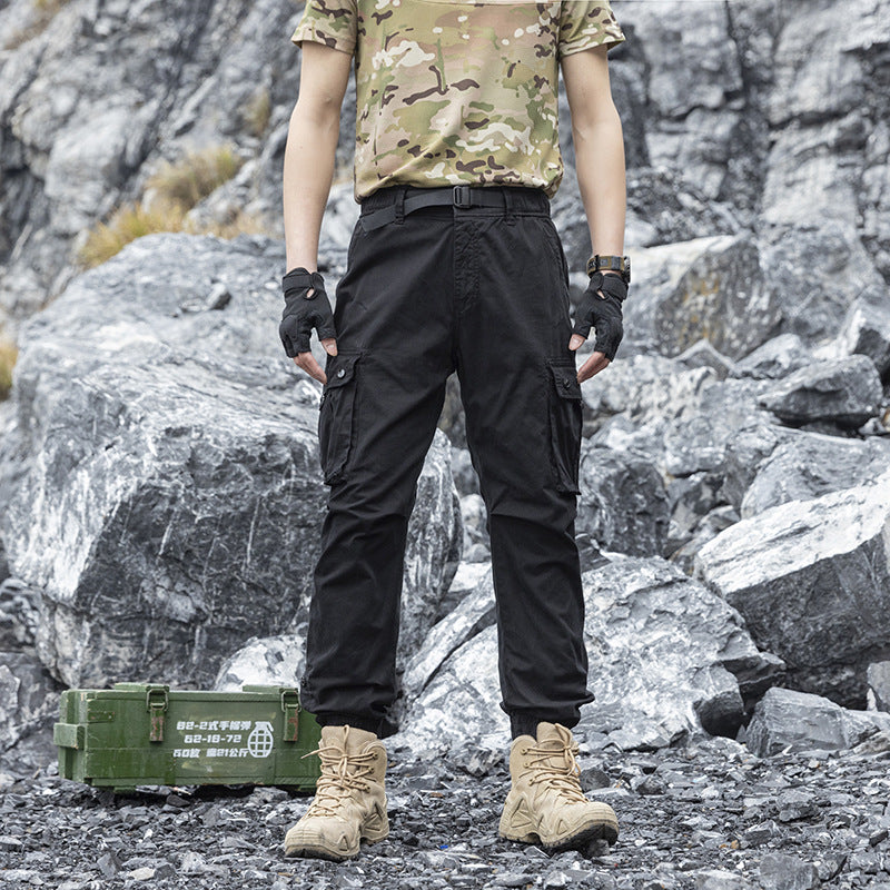 Herren Konisch geschnittene Utility‑Cargohose mit Tunnelzugbund, integriertem Gürtel und Mehrfachtaschen Drune