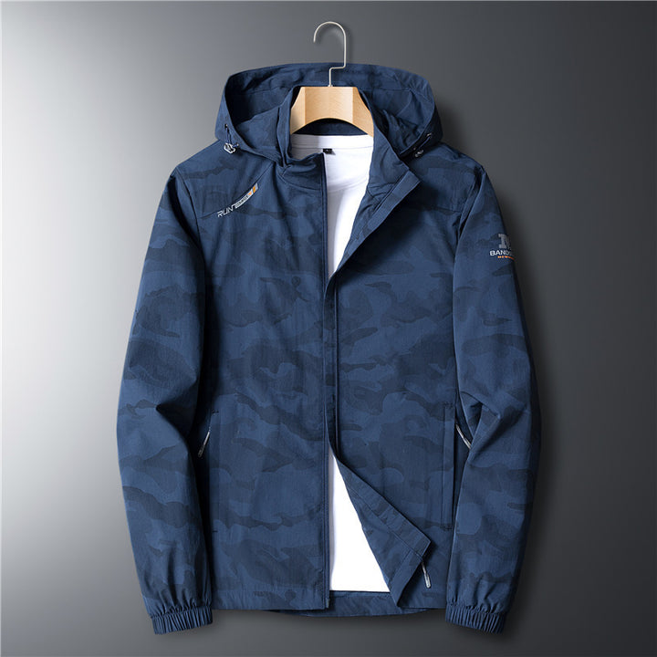 Herren Leichte atmungsaktive Kapuzenjacke im Camouflage-Look mit wasserabweisender Oberfläche Drune