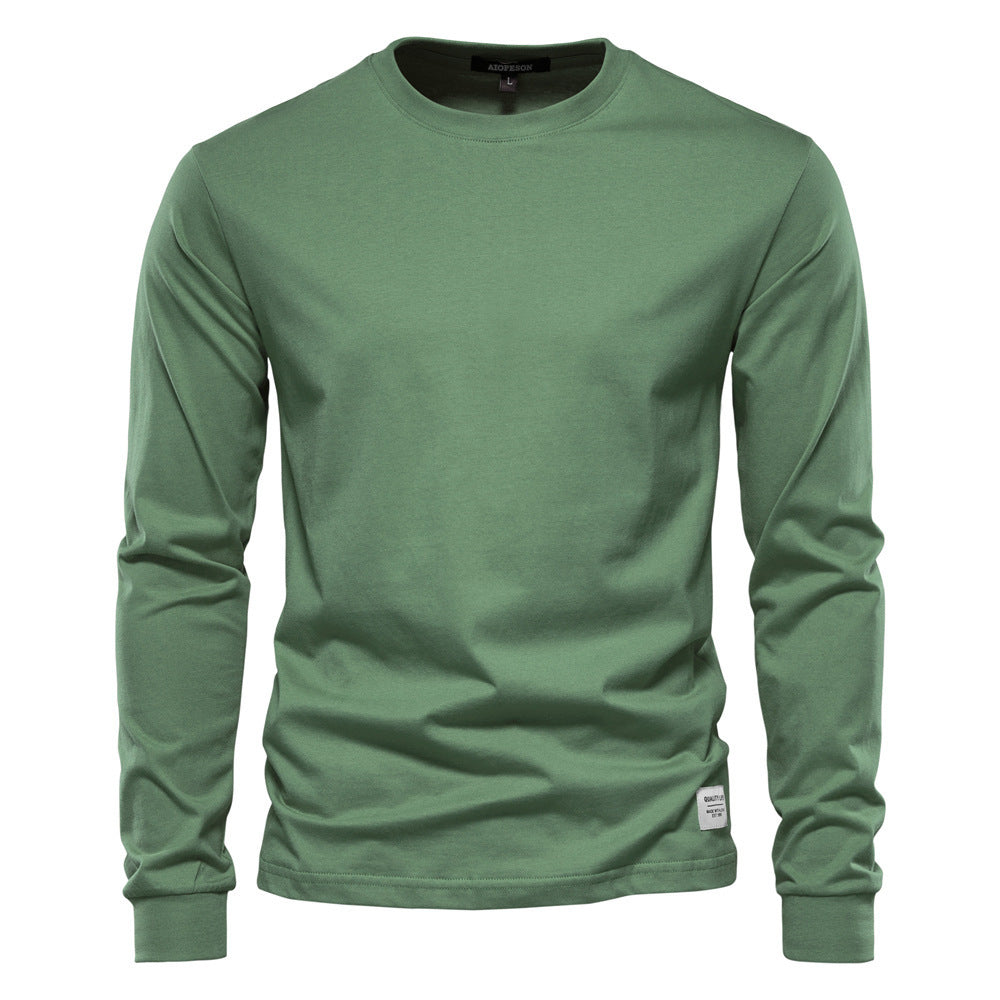 Herren nan klassisches langärmliges Baumwollshirt mit Rundhalsausschnitt und elastischen Bündchen Drune