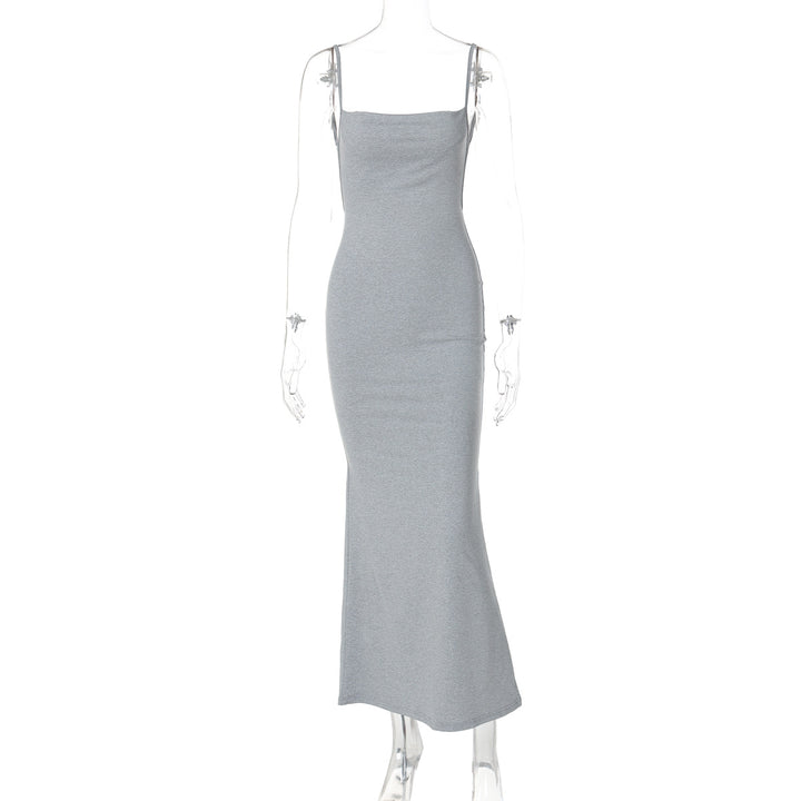 Damen Figurbetontes Langkleid mit schmalen Spaghetti-Trägern Drune