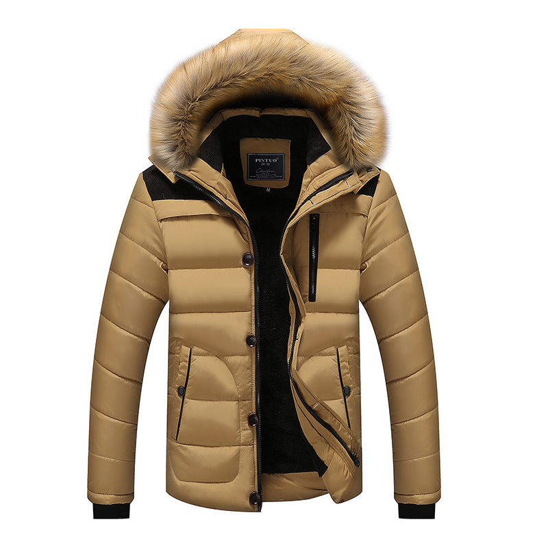 Herren Steppparka mit Teddyfutter, Kapuze mit Kunstfellbesatz und versteckter Brusttasche Drune
