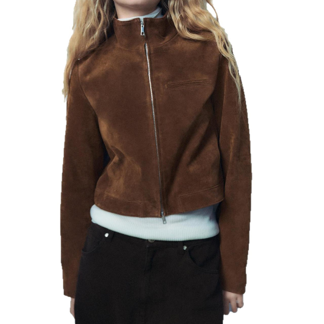 Damen Kunstlederjacke mit modernem Stehkragen und leichtem Schnitt Drune