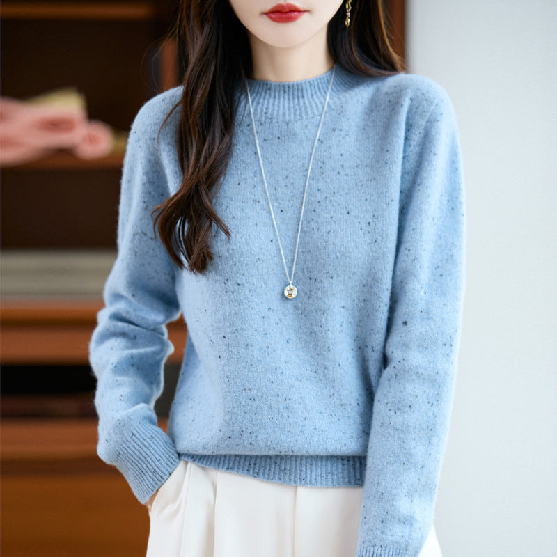 Damen Mélange-Feinstrickpullover mit kurzem Stehkragen und lockerer Silhouette Drune