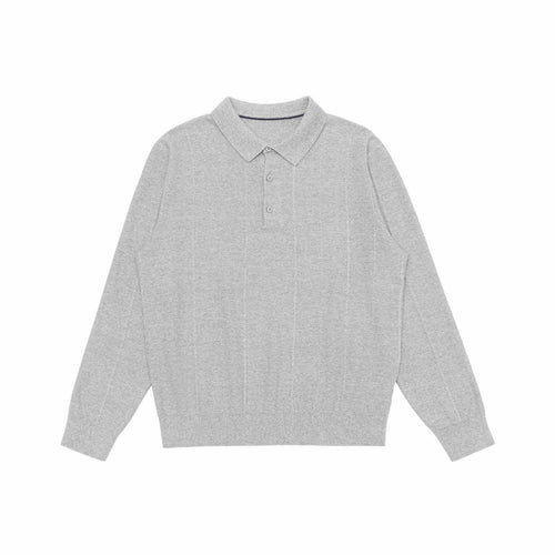 Unisex Feinstruktur-Polo-Strickpullover mit Hemdkragen und geripptem Saum Drune