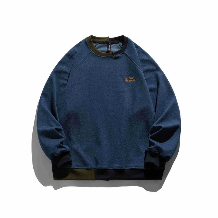 Herren Komfortabler Baumwoll-Sweatshirt mit Kontrastbündchen und Sticklogo Drune