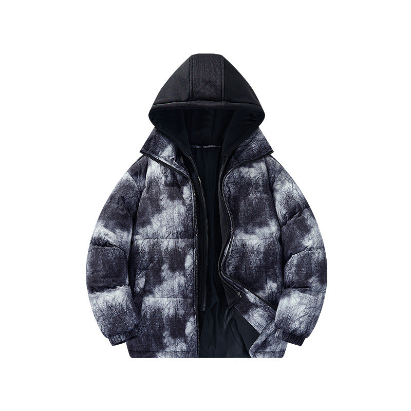 Herren Wattierte Kapuzenjacke mit Samtoptik, hohem Kragen und elastischen Bündchen Drune