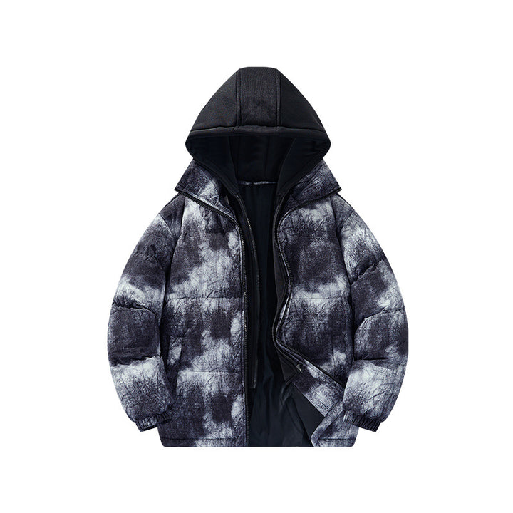 Herren Wattierte Kapuzenjacke mit Samtoptik, hohem Kragen und elastischen Bündchen Drune