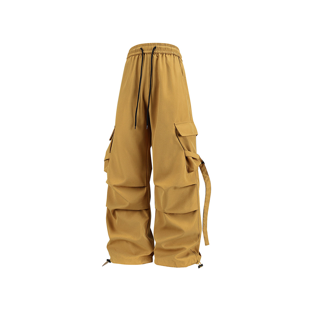 Herren Baggy‑Cargo‑Hose mit modularen Klappfächern, Band‑Details und Kordelbund Drune