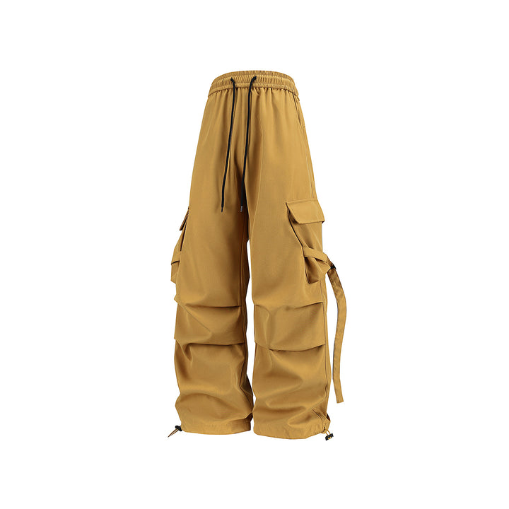 Herren Baggy‑Cargo‑Hose mit modularen Klappfächern, Band‑Details und Kordelbund Drune