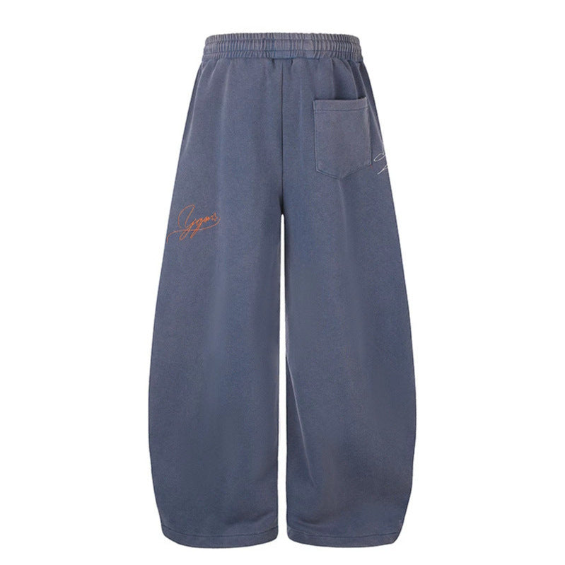 Damen Extraweite Palazzo-Sweathose mit Tunnelzugbund, Stickdetails und verstellbarem Saum Drune