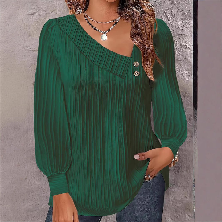 Damen Elegantes und lässiges Oberteil mit asymmetrischem Ausschnitt und Knopfdetails Drune