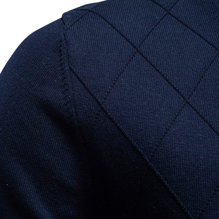 Herren Strickpullover mit Troyerkragen und Rautenmuster Drune