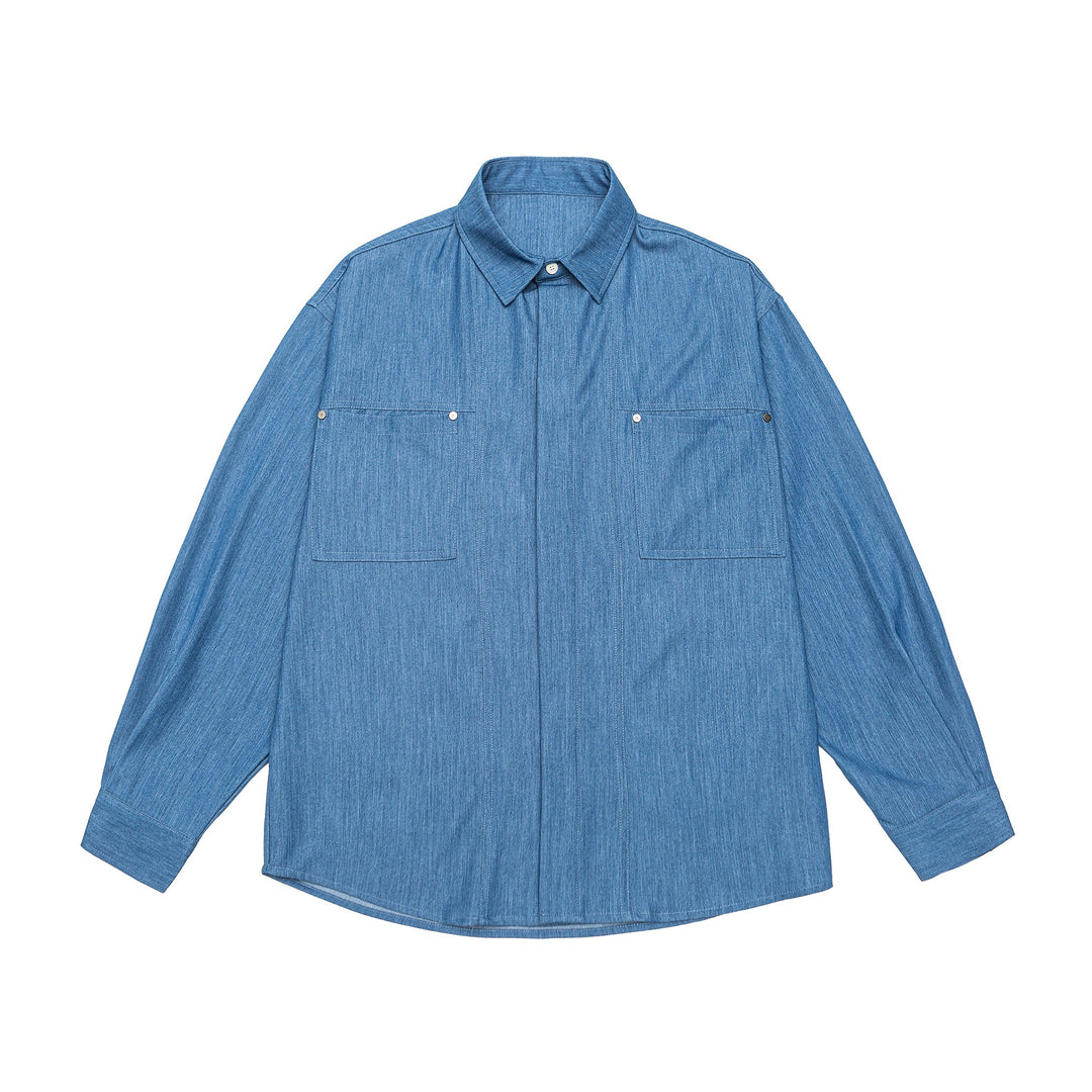 Herren Overshirt aus schwerer Twill‑Qualität mit verdeckter Knopfleiste und Brusttaschen Drune