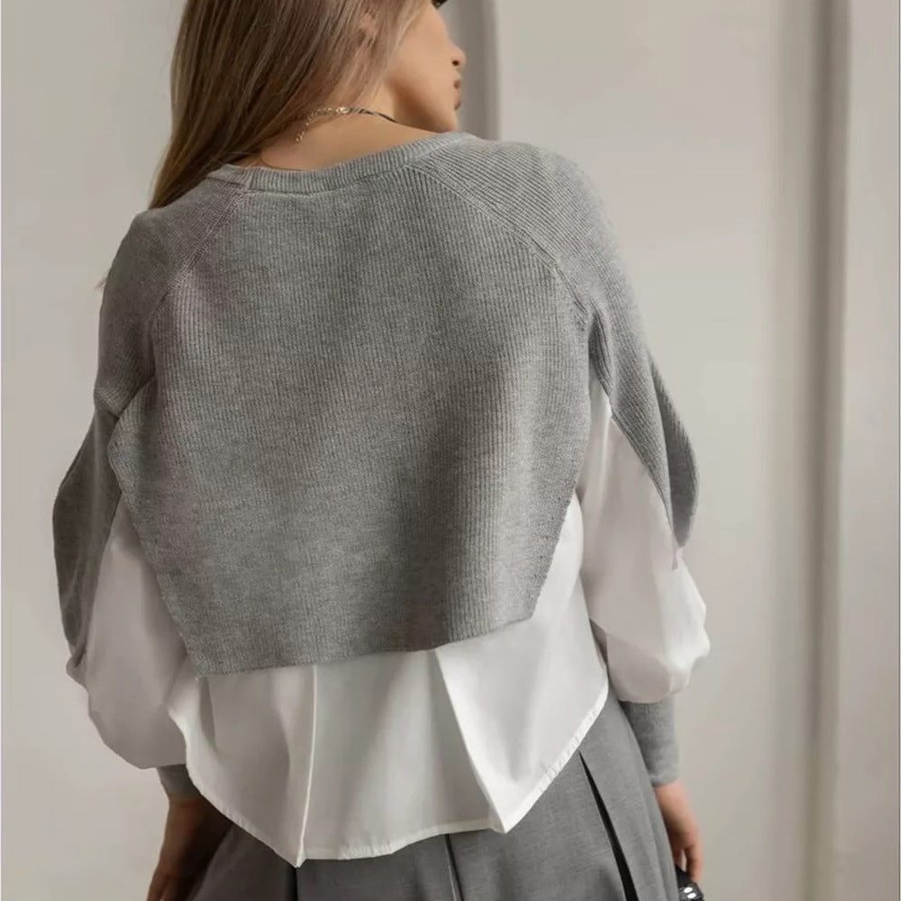Damen modischer cropped Pullover mit innovativen Layering-Details Drune