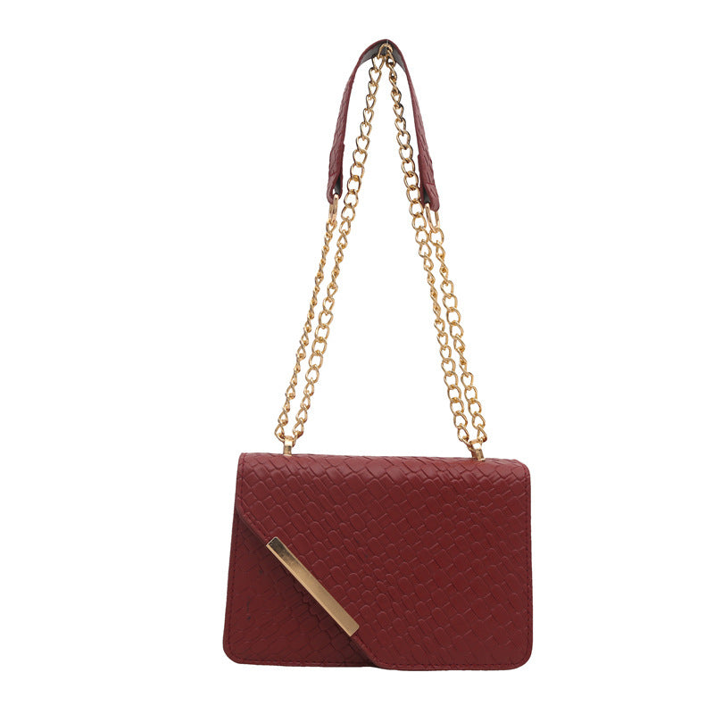 Damen elegante Umhängetasche mit geflochtenem Design und goldener Kette Drune
