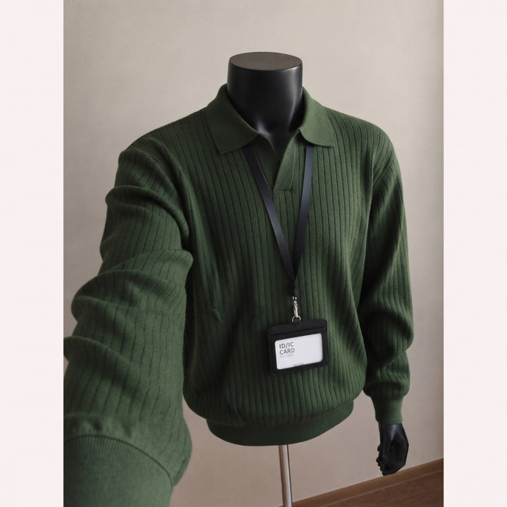 Herren Modischer Strickpullover mit V-Ausschnitt Drune