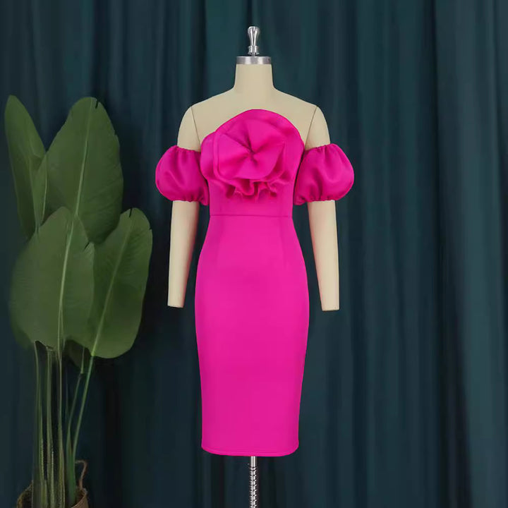 Damen figurbetontes Kleid mit voluminösem Oberteil Drune