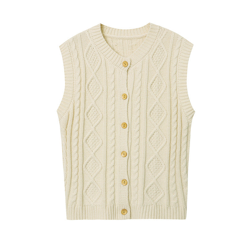 Damen Strickweste mit dekorativen Knopfdetails Drune
