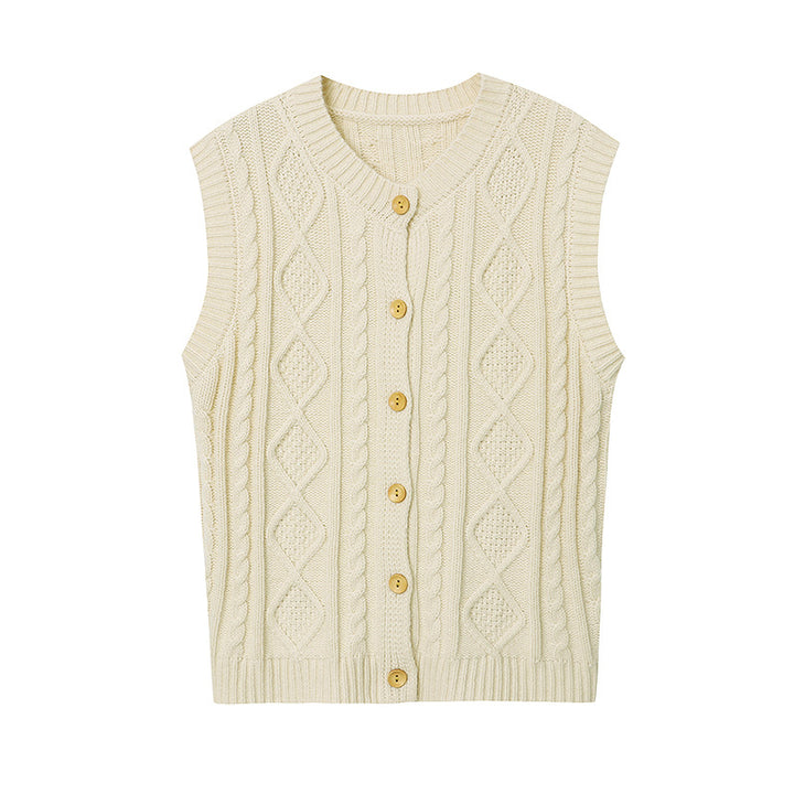 Damen Strickweste mit dekorativen Knopfdetails Drune