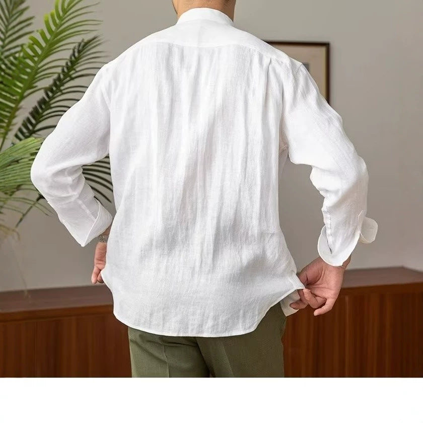 Herren Langarmhemd mit Stehkragen Drune
