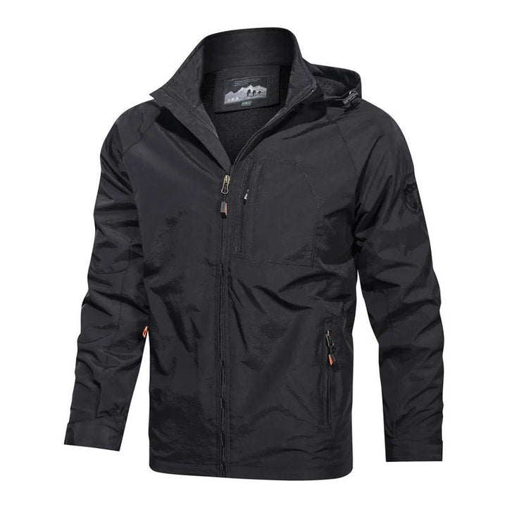 Herren Leichte Wind- und Wasserabweisende Outdoorjacke mit Kapuze und Brusttasche Drune