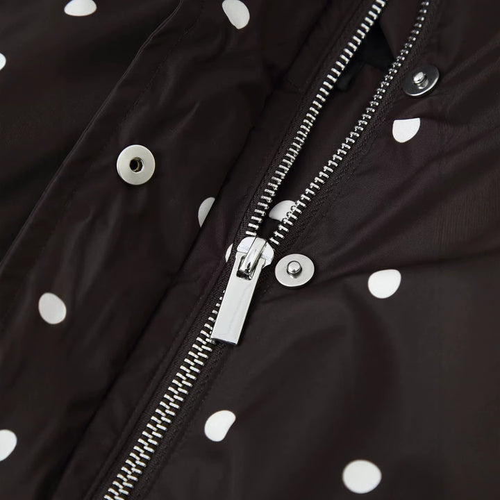 Damen Cropped-Übergangsjacke im Polka‑Dot-Design mit Stehkragen und elastischen Bündchen Drune