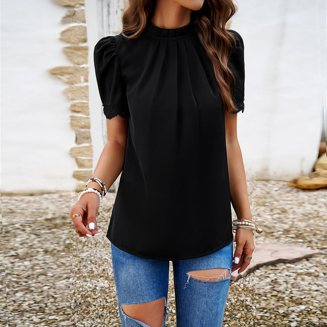 Damen Bluse mit elegante Rüschen und zurückhaltenden Falten Drune