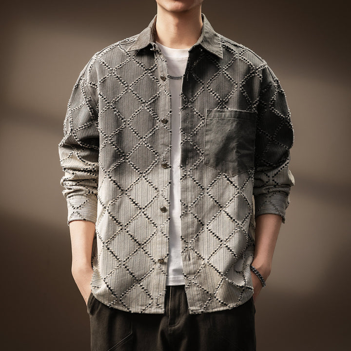 Herren Modische Hemdjacke mit gestepptem Design Drune