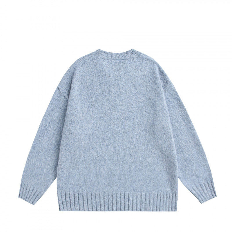 Unisex Oversize-Flauschpullover mit V-Schlitzkragen und Bouclé-Optik Drune