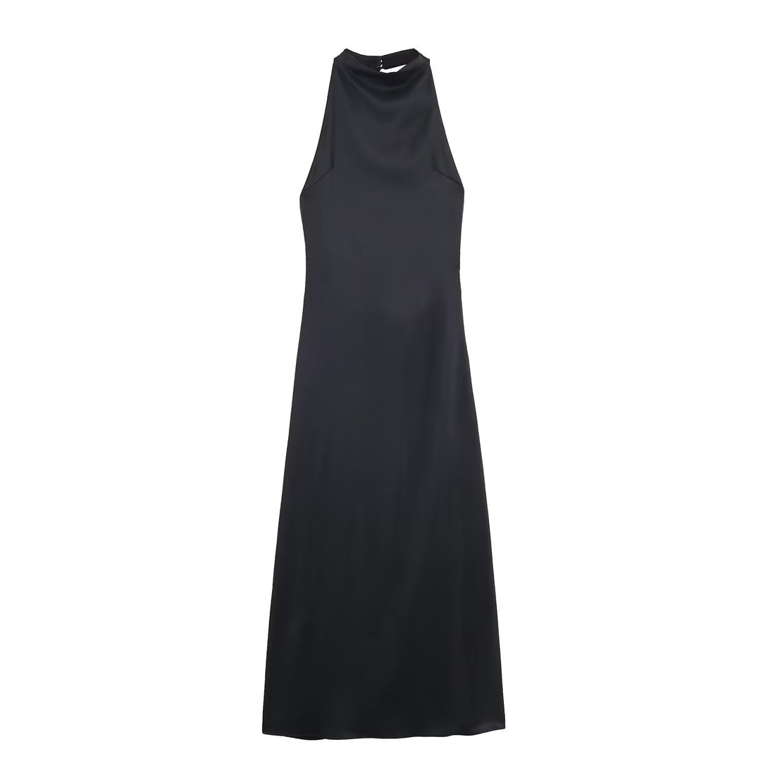 Damen Maxikleid mit hochgeschnittenem Kragen und eleganter Silhouette Drune